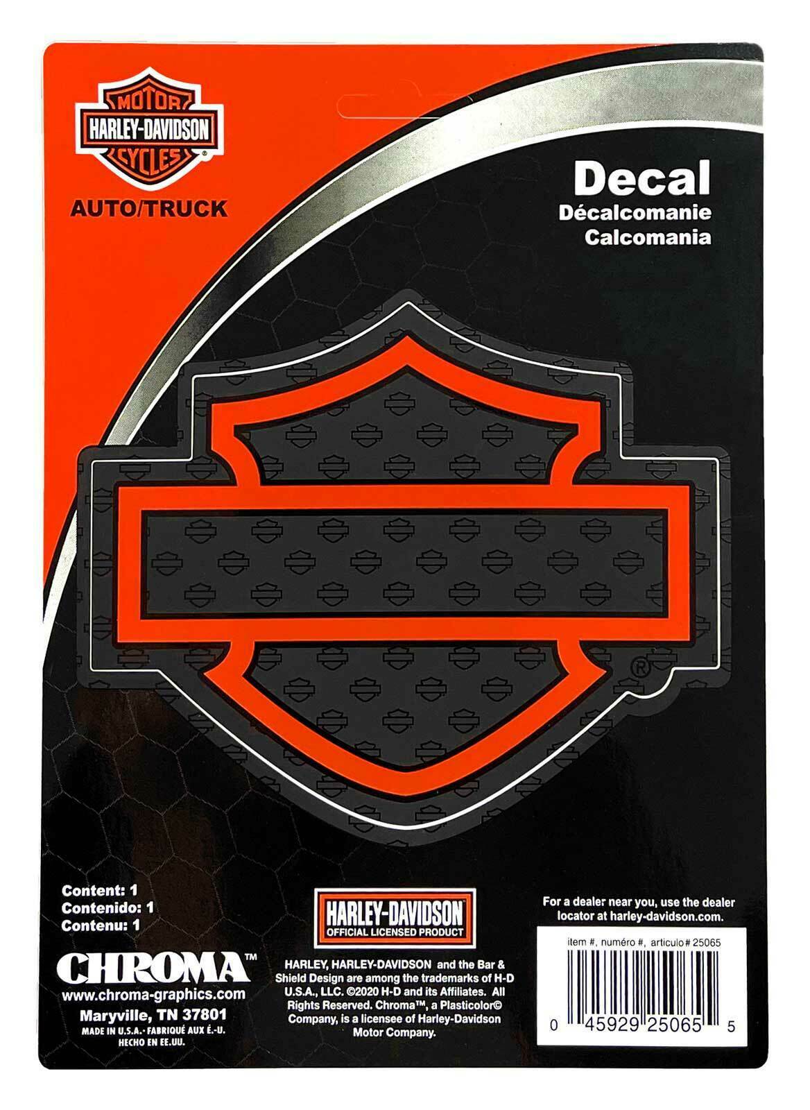 Harley-Davidson Silhouette Bar & Shield Logo Decal, Orange – 5 x 4 in. CG25065