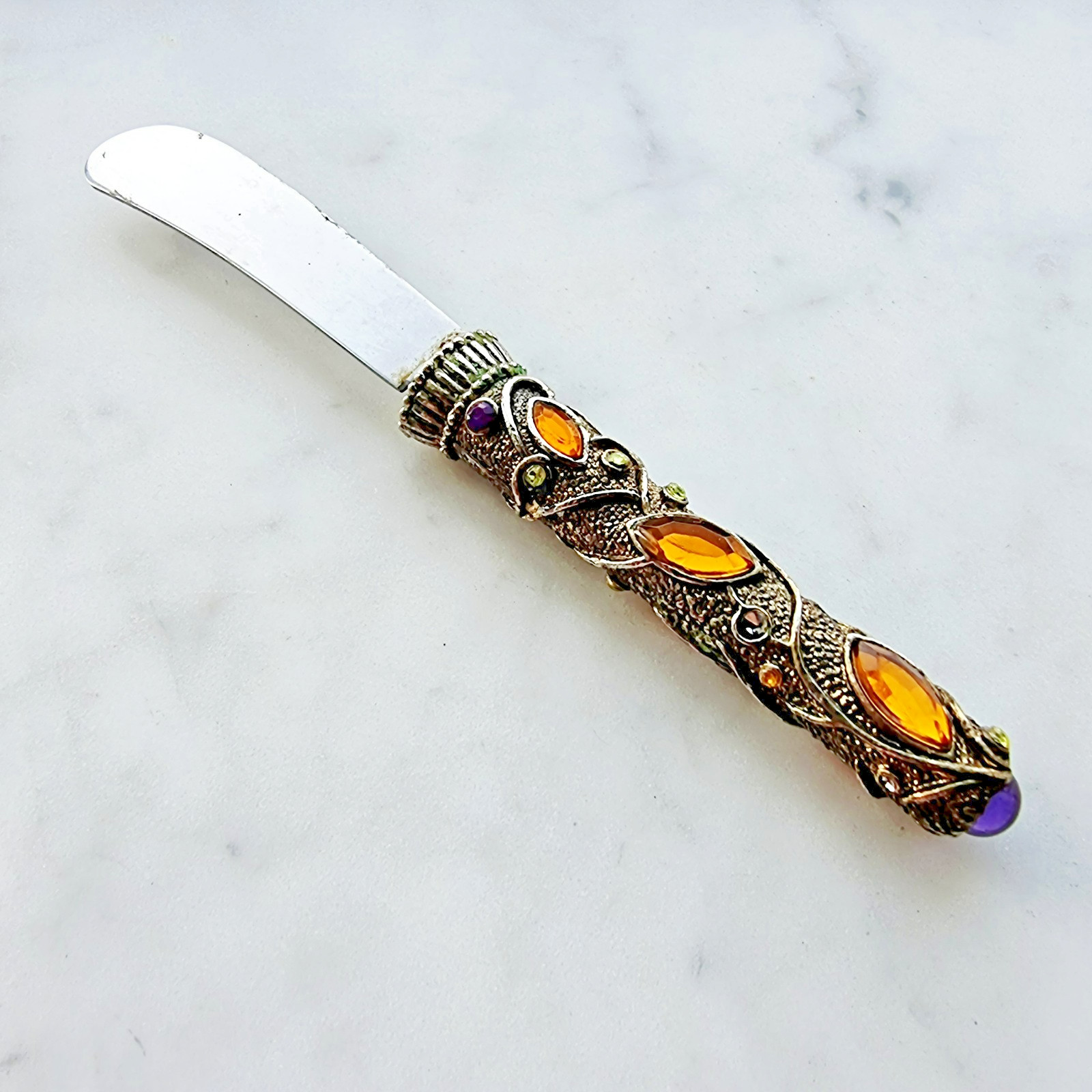COLLECTIBLE 2 SAINTS SPREADER METAL JEWEL DECORATED HANDLE
