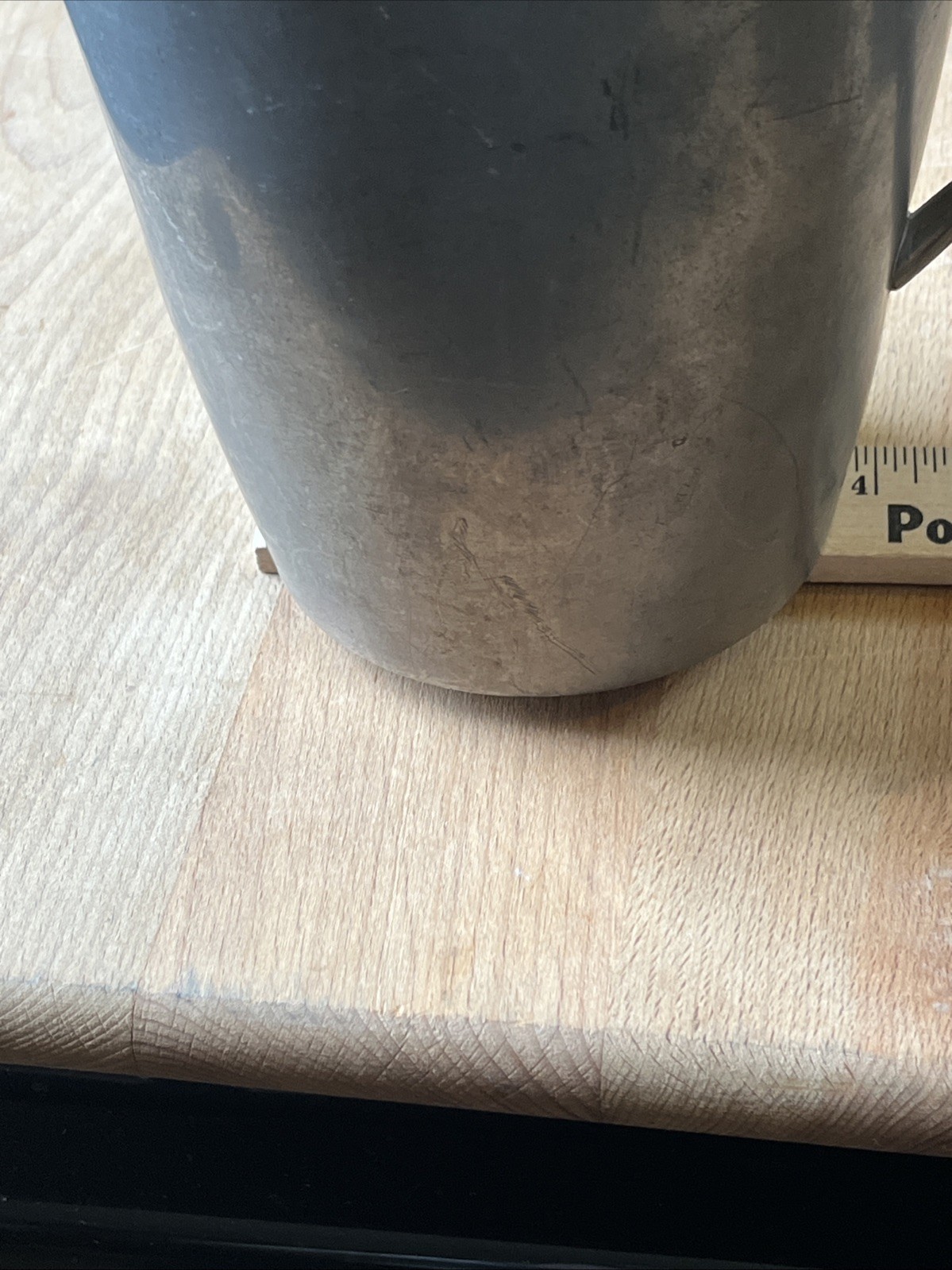 Vintage/ ANTIQUE ? PRIMITIVE SOLID PEWTER PITCHER WITH SPOUT.
