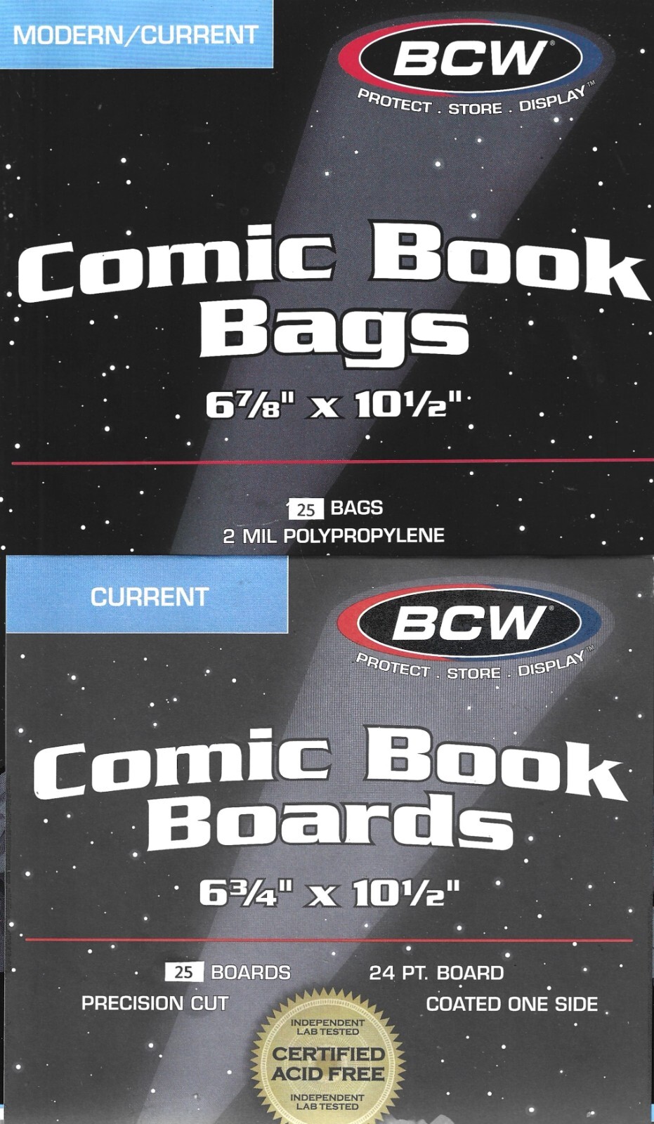 25 BCW CURRENT MODERN COMIC BOOK BAGS & BACKING BOARDS, FREE SHIPPING, DISCOUNTS