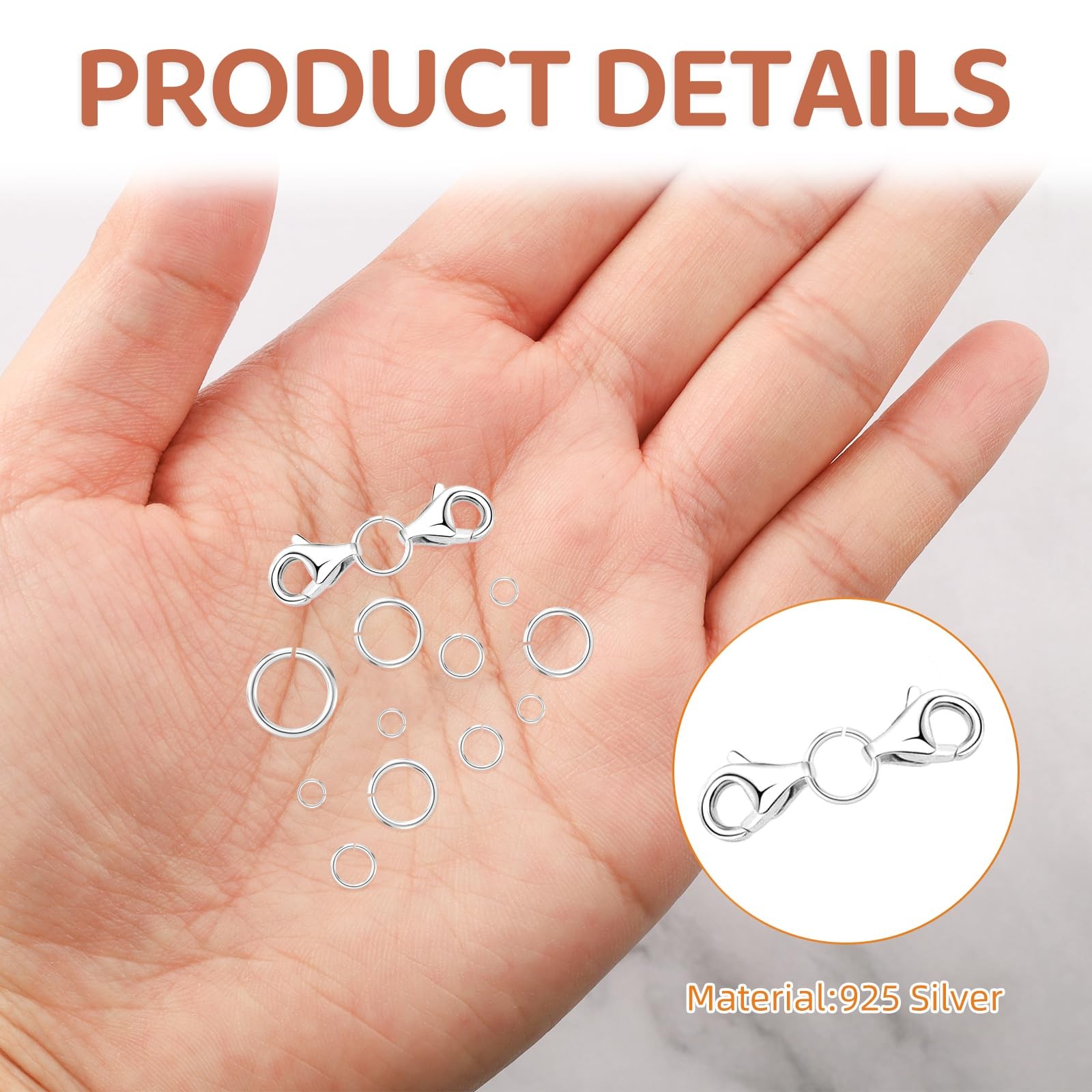 20Pcs 925 Sterling Silver Jump Ring Set 3-6mm Open Split Ring for Jewelry Making