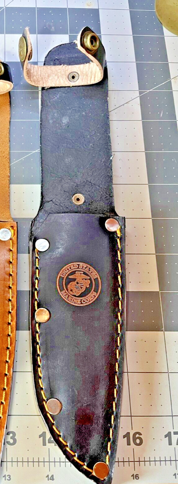 LEATHER SHEATH ONLY FOR PAL RH-36, REMINGTON, and others BLACK COLOR, USMC BADGE