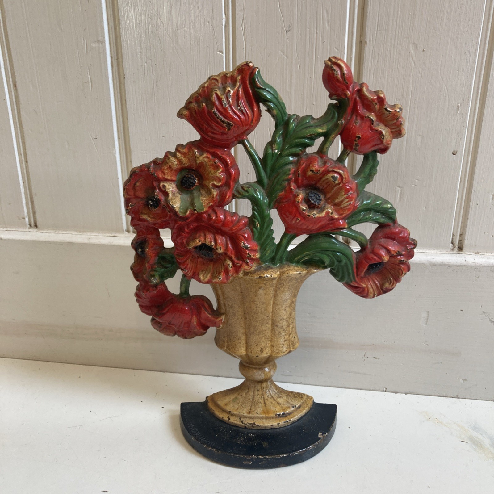 Antique Hubley Doorstop Cast Iron #440 Poppy Vase