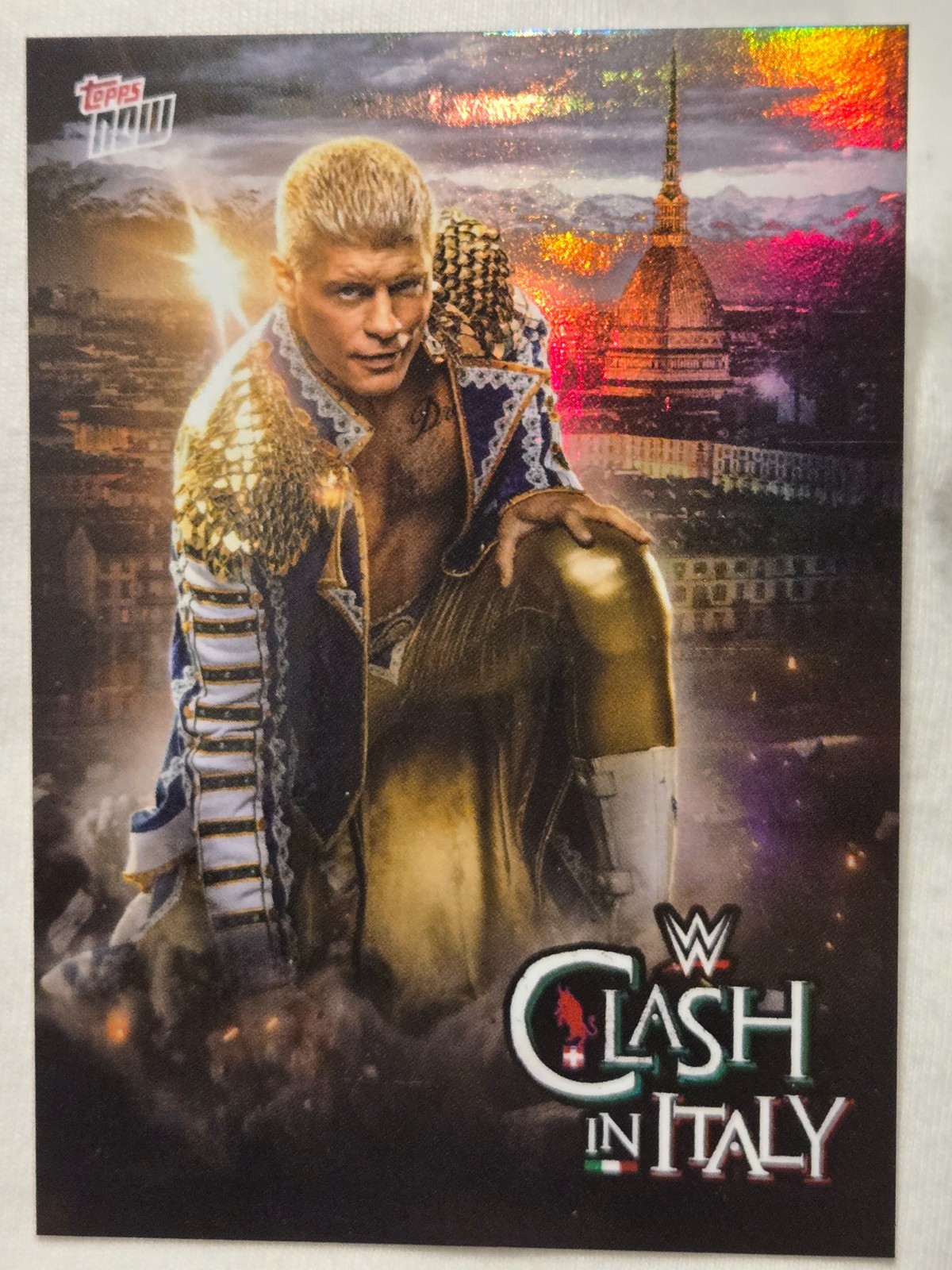 2026 TOPPS NOW WWE CLASH IN ITALY CODY RHODES LIMITED CARD RAINBOW FOIL SSP