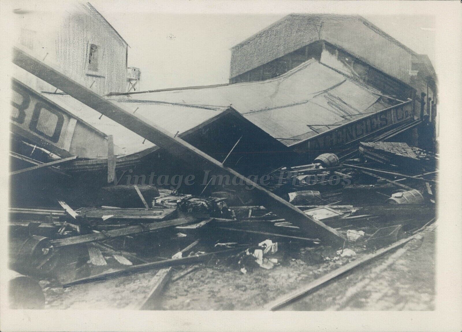 1922 Wreckage Waterfront Buildings Destruction Debris Vintage Photo