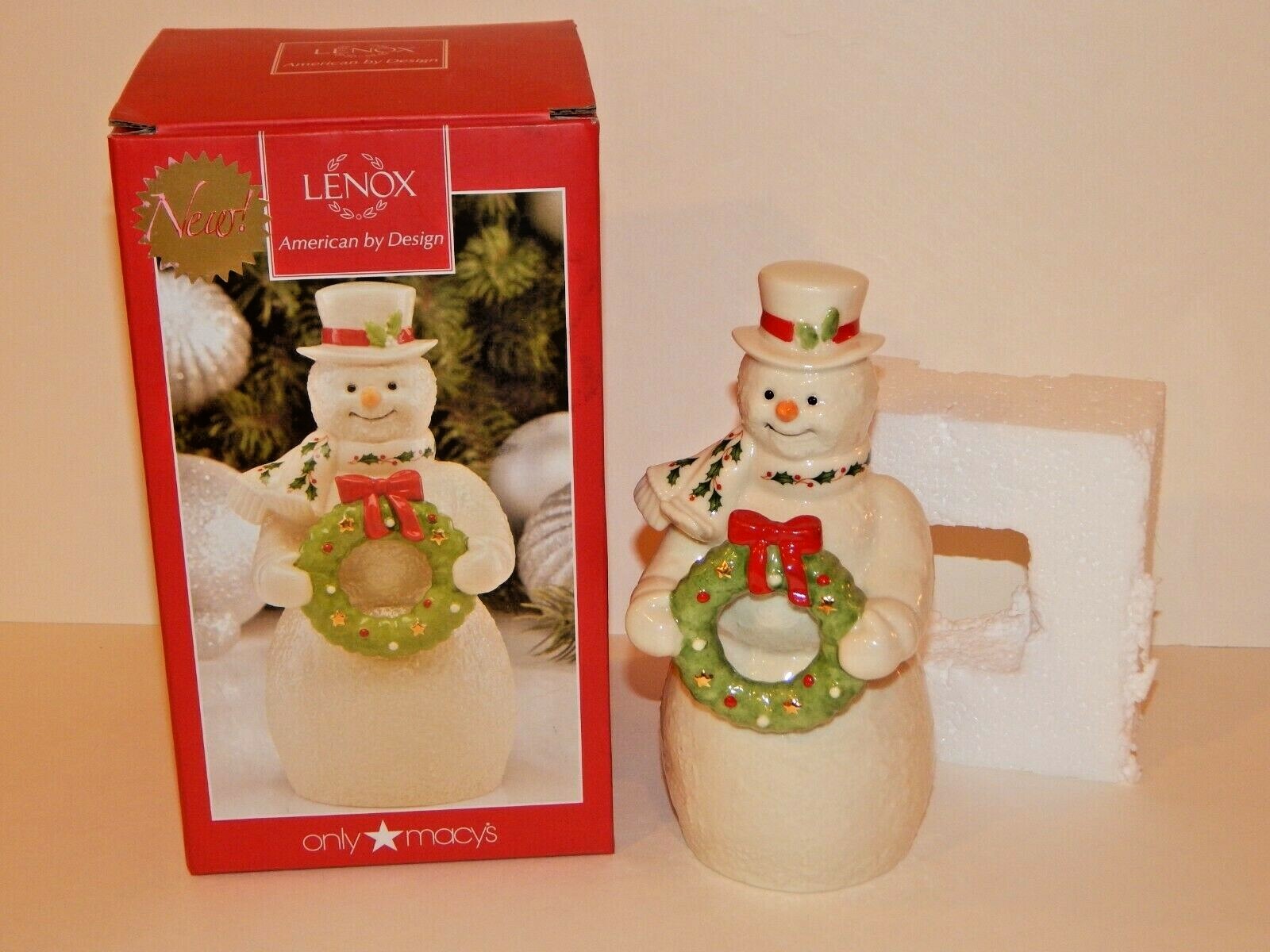 LENOX – NIB – 7″ Tall Snowman Figurine – DECKING THE HALLS – 2015 Annual