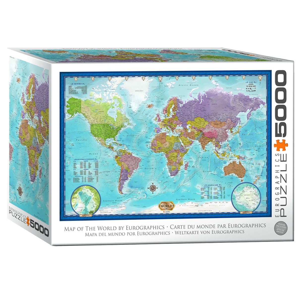 EuroGraphics Map World Multicolor 5 feet Standard Functional Mixed Materials