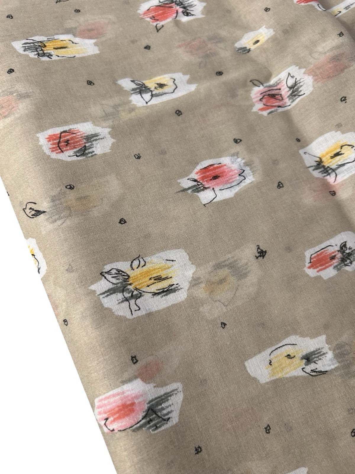 5.5 Yards JBJ Fabrics Watercolor Abstract Floral Brown Pastels Colorful 44” Wide