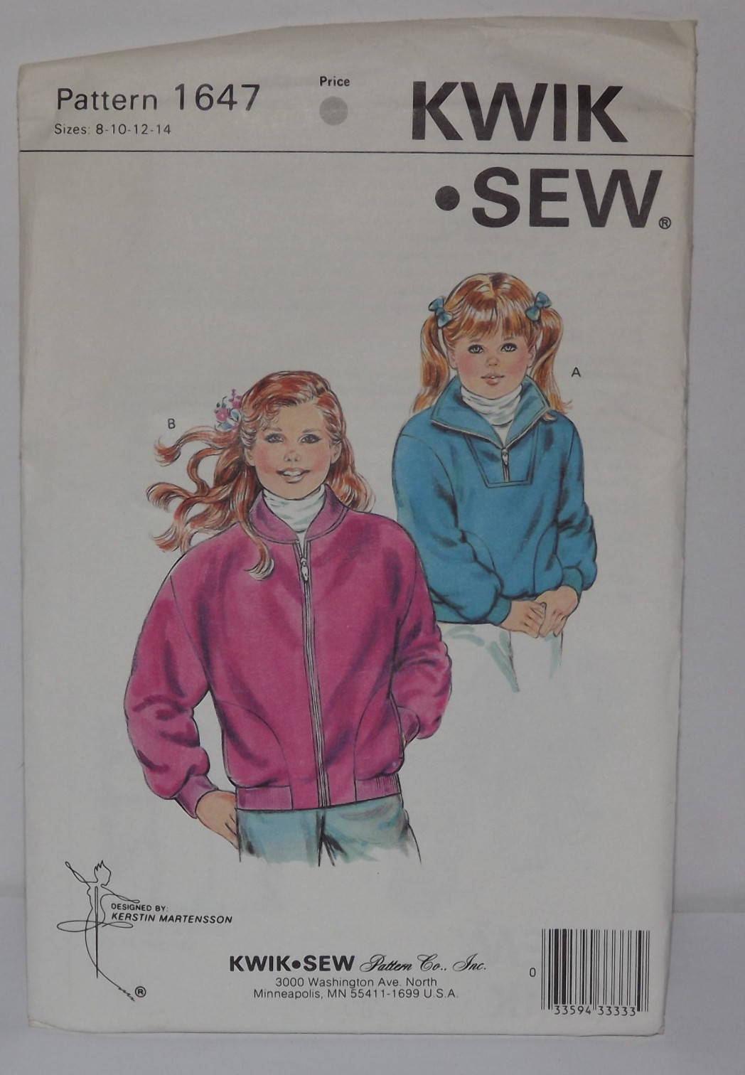 Vtg, Kwik Sew Pattern 1647 Girl’s Jacket Size 8-10-12-1 4 New Factory Sealed
