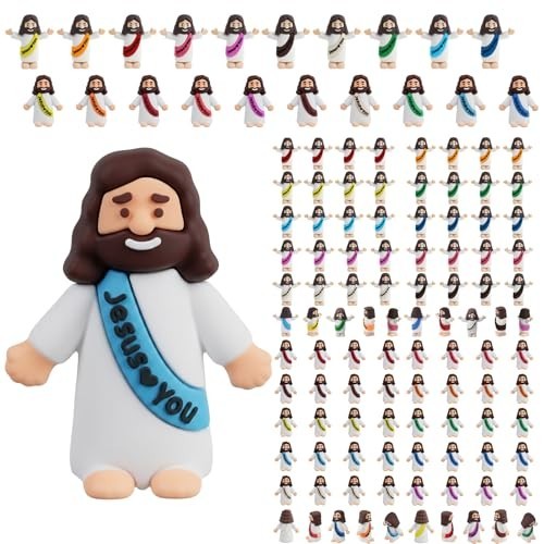 100 Pcs Mini Jesus Figures Jesus Loves You Original Design Jesus Toys Little Jes
