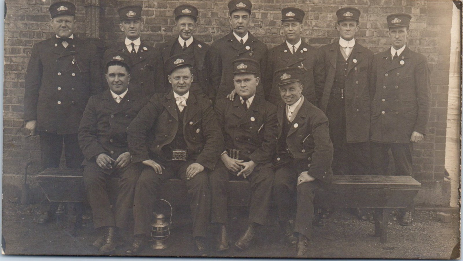 1910s Anonymous People Group Photo Men in Uniform Real Photo Postcard