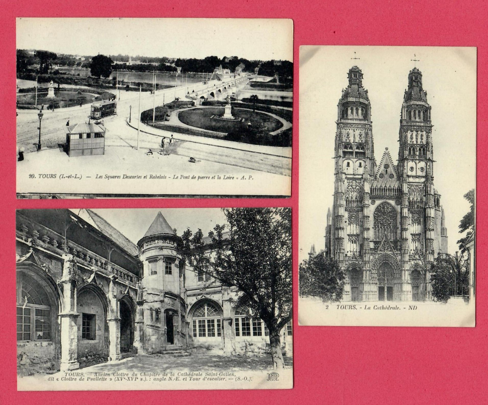 FRANCE TOURS LOT OF 3 VINTAGE PC. 1104