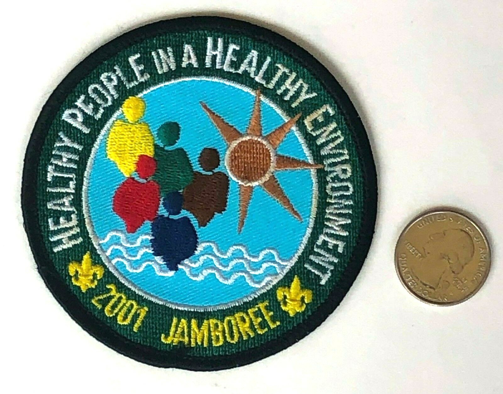 2001 Boy Scouts Jamboree Patch Healthy People In A Healthy Environment Water Sun