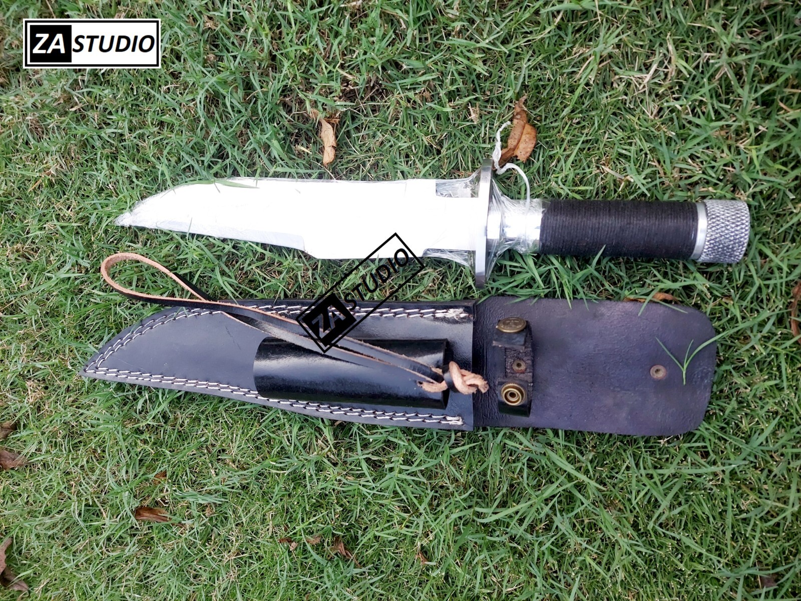 ZAS Predator MCS Knife Handmade Knife Bowie Tactical knife & Leather Sheath