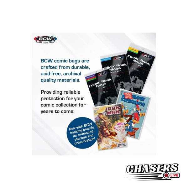100 BCW Current/Modern Resealable Comic Book Bags
