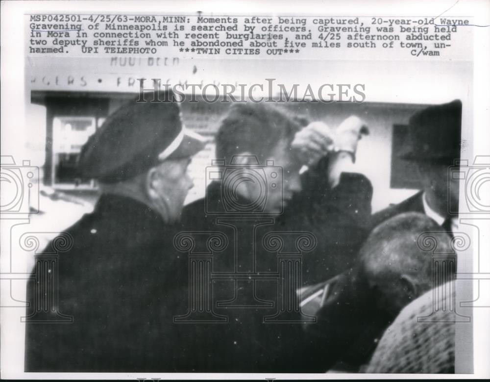 1963 Press Photo Wayne Gravening Arrested For Connection With Recent Burglaries
