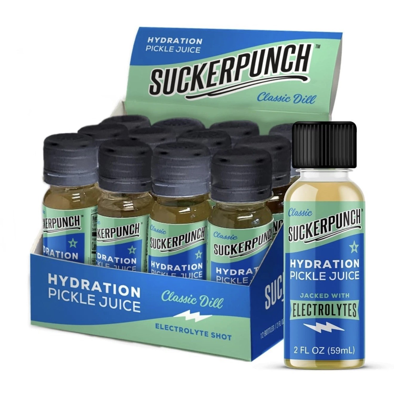 10 Pack Suckerpunch Electrolyte Pickle Juice Shot, Leg and Muscle Cramp Relief