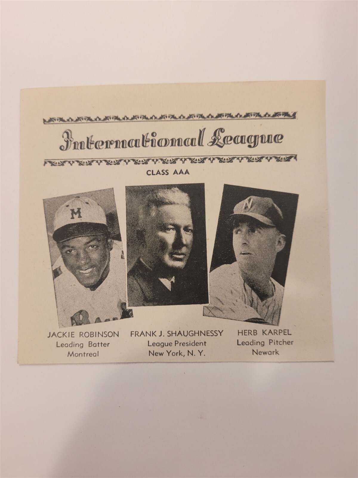 Jackie Robinson Montreal Royals 1946 International League Rookie Panel VERY RARE