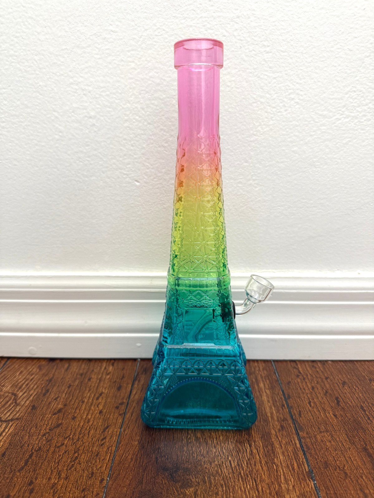 10.5” Premium Glass Water Pipe Art Rainbow Eiffel Tower