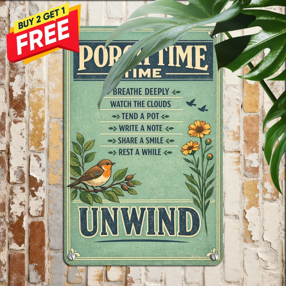 Garden Rules Vintage Tin Sign 8×12 Floral Planter Outdoor Backyard Wall Decor