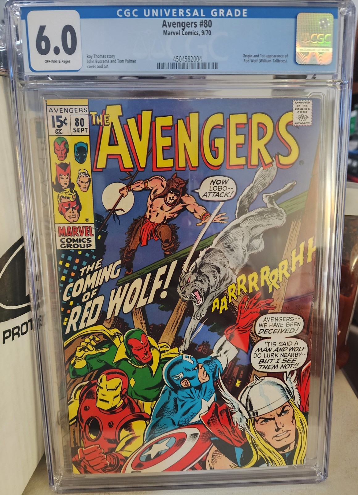 AVENGERS 80 CGC 6.0 RED WOLF FIRST APPEARANCE OFF-WHITE PAGES NICE CPR CANDIDATE
