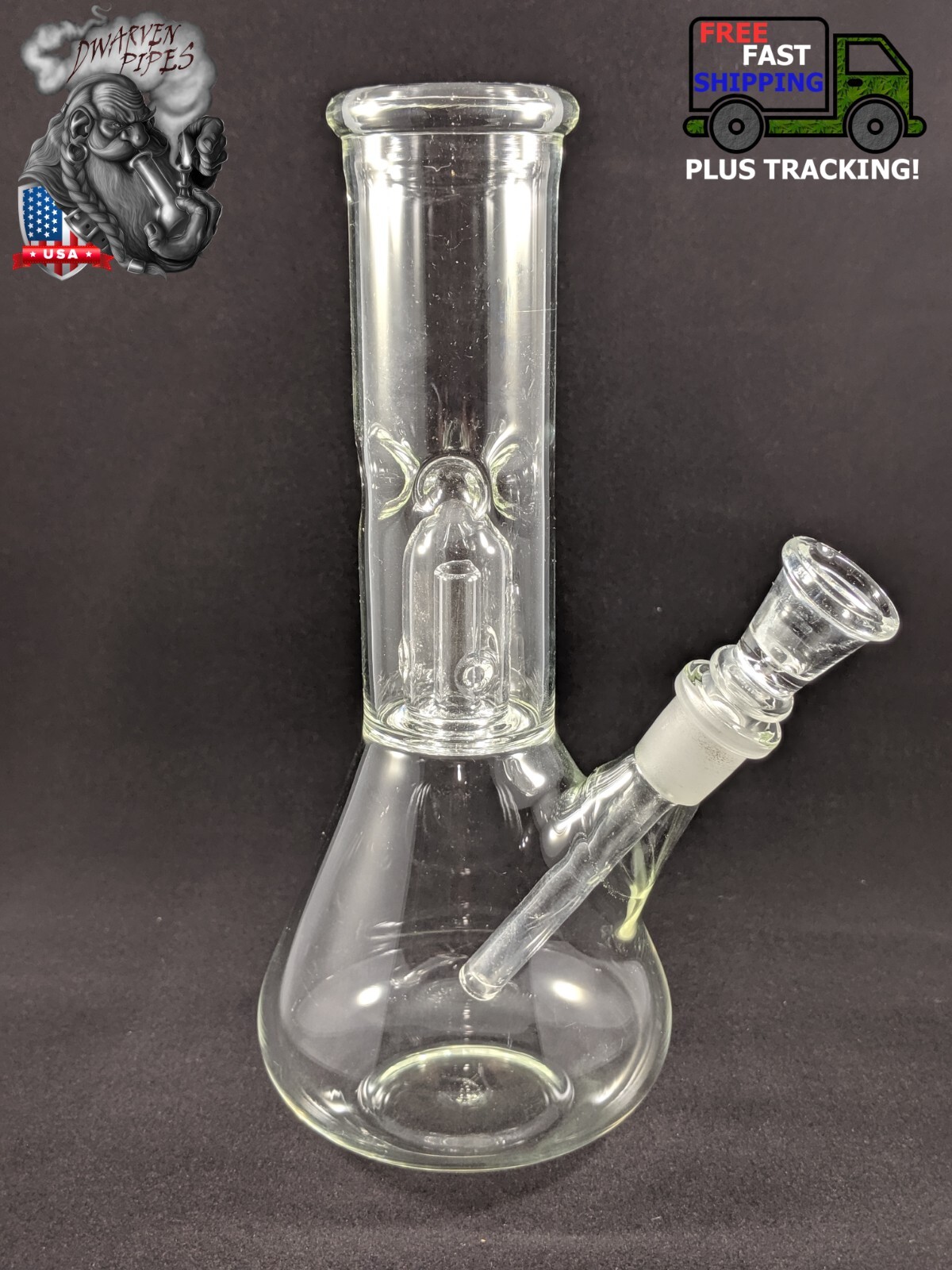 8″ Inch Glass Hookah Water Pipe Bong Clear + 5 FREE Screens