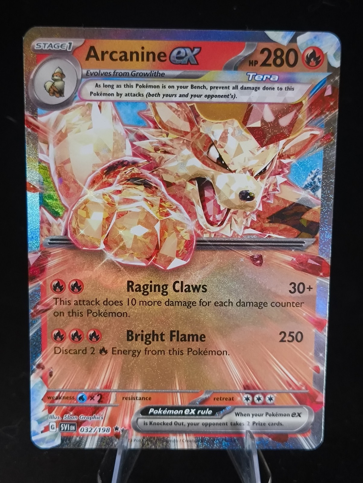 Arcanine EX 032/198 Scarlet & Violet Base Double Rare Pokemon TCG