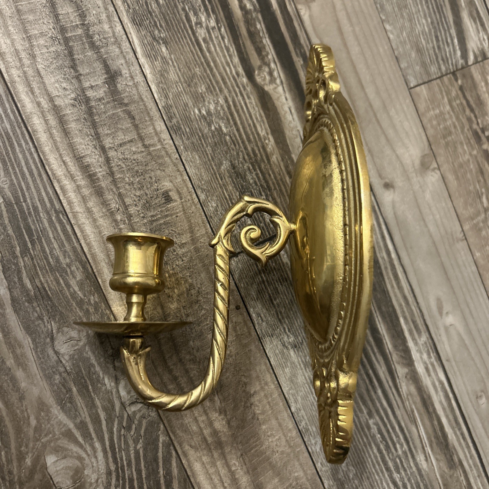 Vintage Solid Brass Wall Mount Candle Holder Sconce Made In Taiwan Taper Candle
