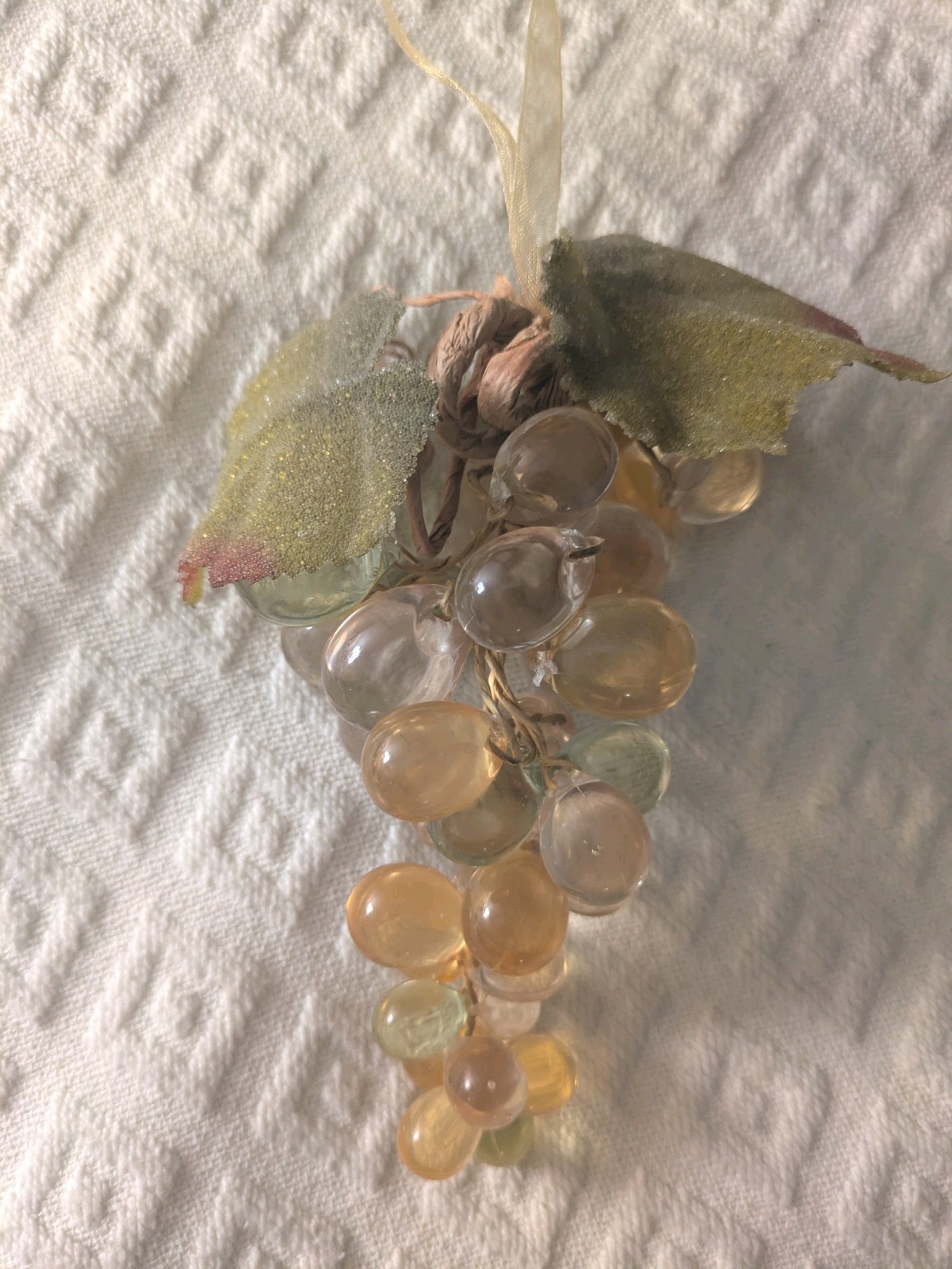 Vintage Lucite Grape Clusters Mid Century Pink Peach green translucent 7″ MCM
