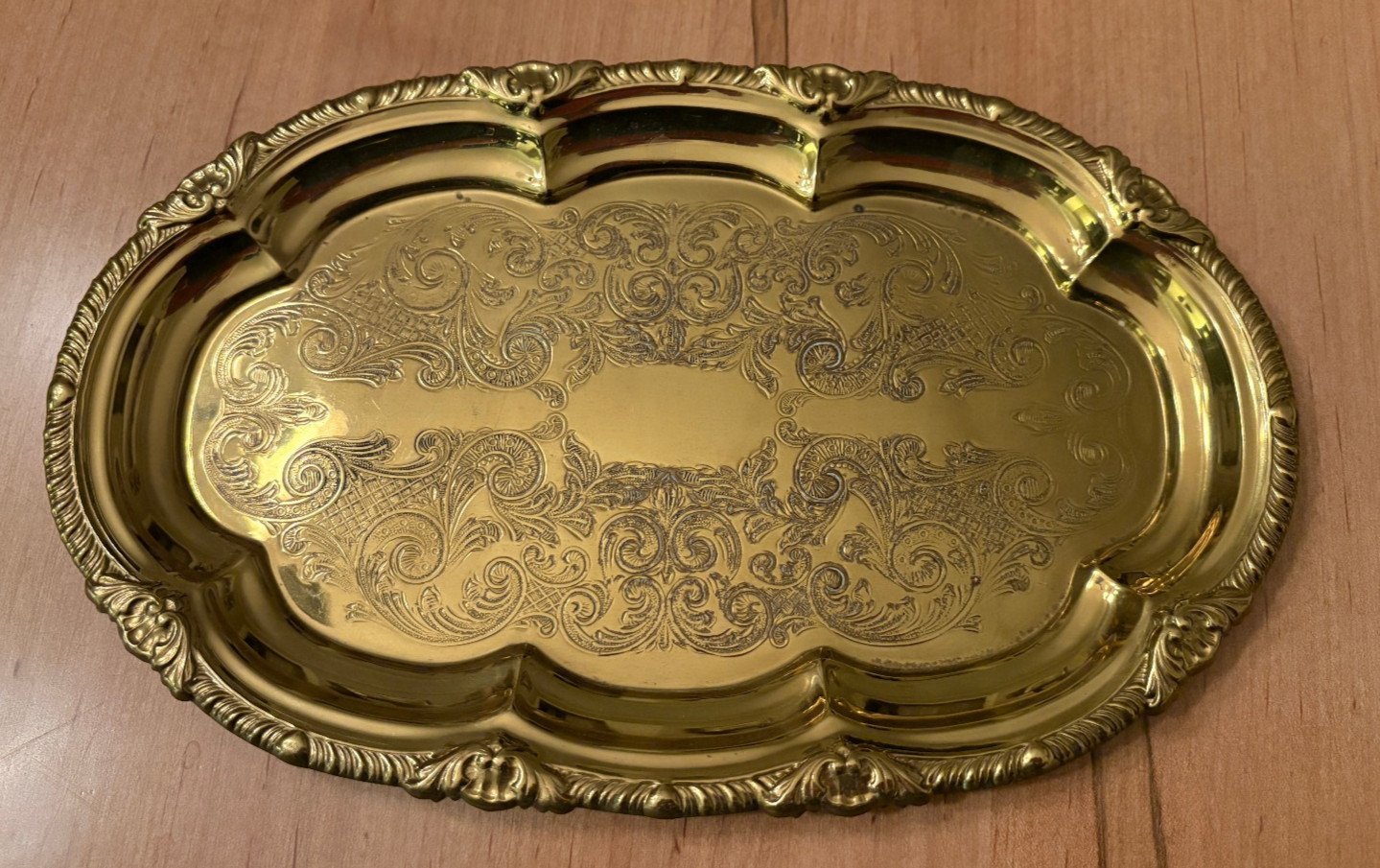 Solid Brass Etched Tray by Colony Metalsmiths in Denbigh Virginia 9.5″ x 6″