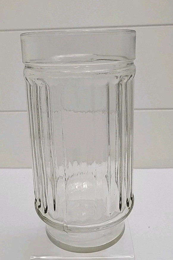 Libbey Line Lites Ribbed Tumbler Glass 16 oz Vintage MCM 6” Heavy Clear