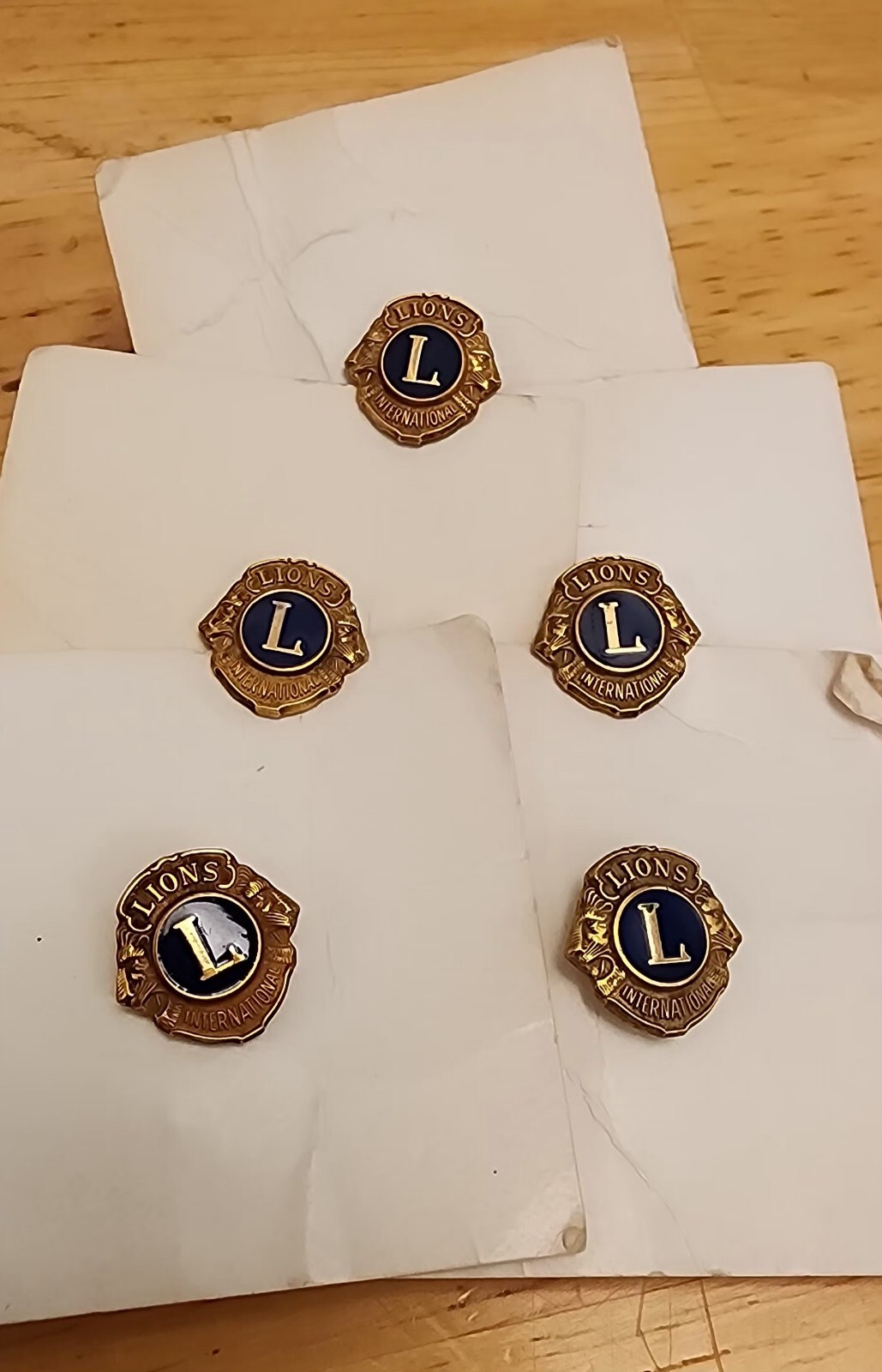 Vtg Lions International Club Pin Lot Of 5 Enamel & Gold Tone NOS on Card