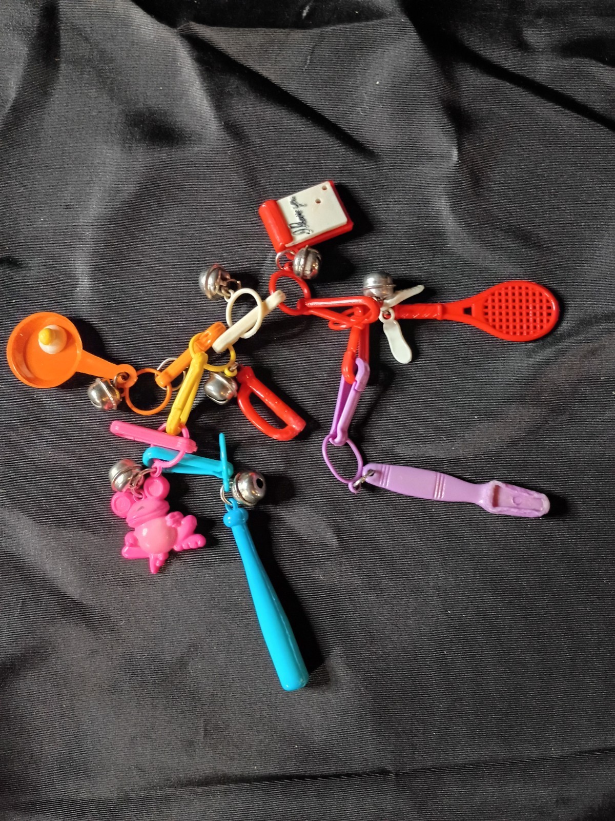 1980s Vintage Plastic Premium Charms & Keychain Trinkets Lot, Multicolor