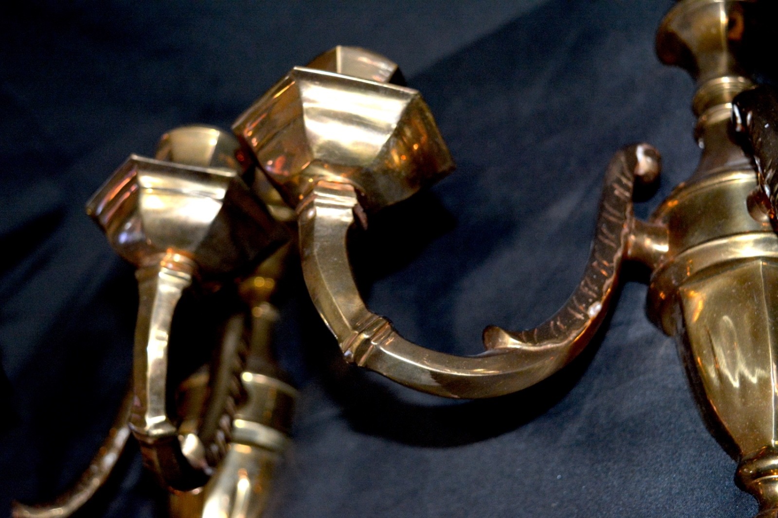 Vintage Solid Brass 2 Arm Wall Sconce Candle Holder SET by Decorative Crafts Inc