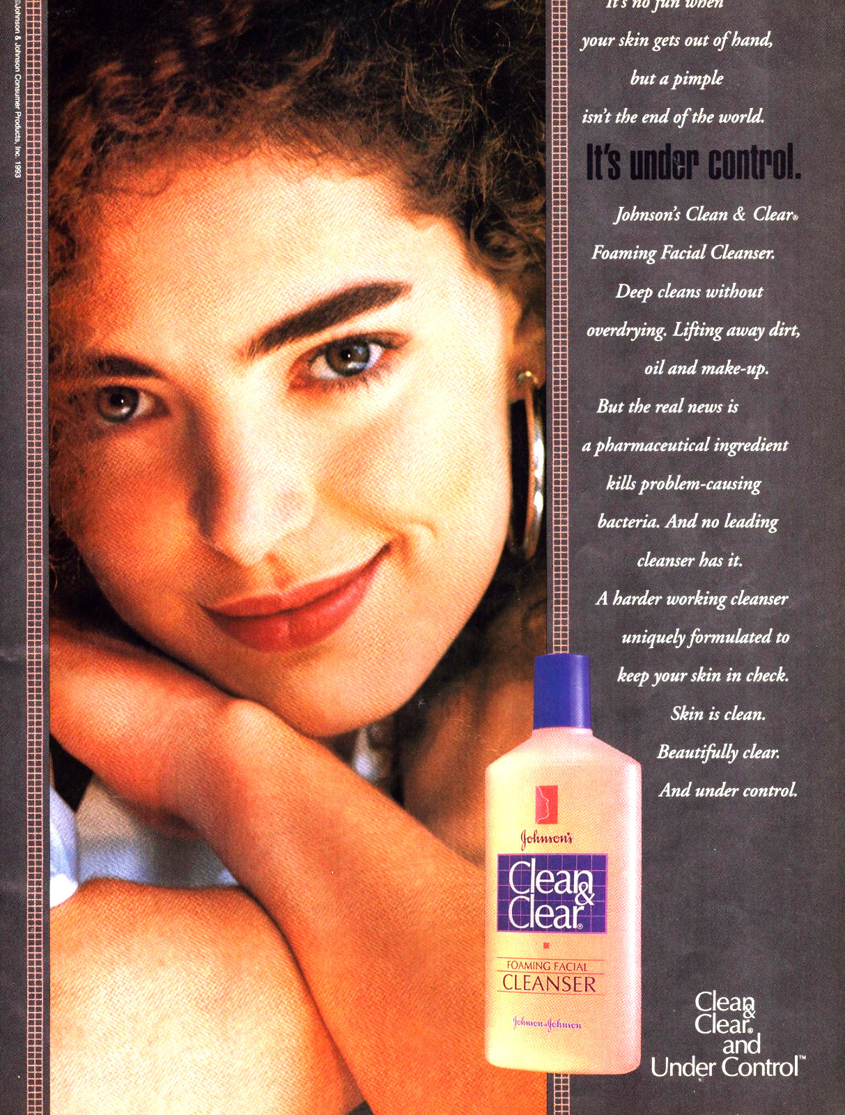 Johnson’s Clean & Clear Facial Cleanser Pretty Lady Eyes Vintage Print Ad 1993
