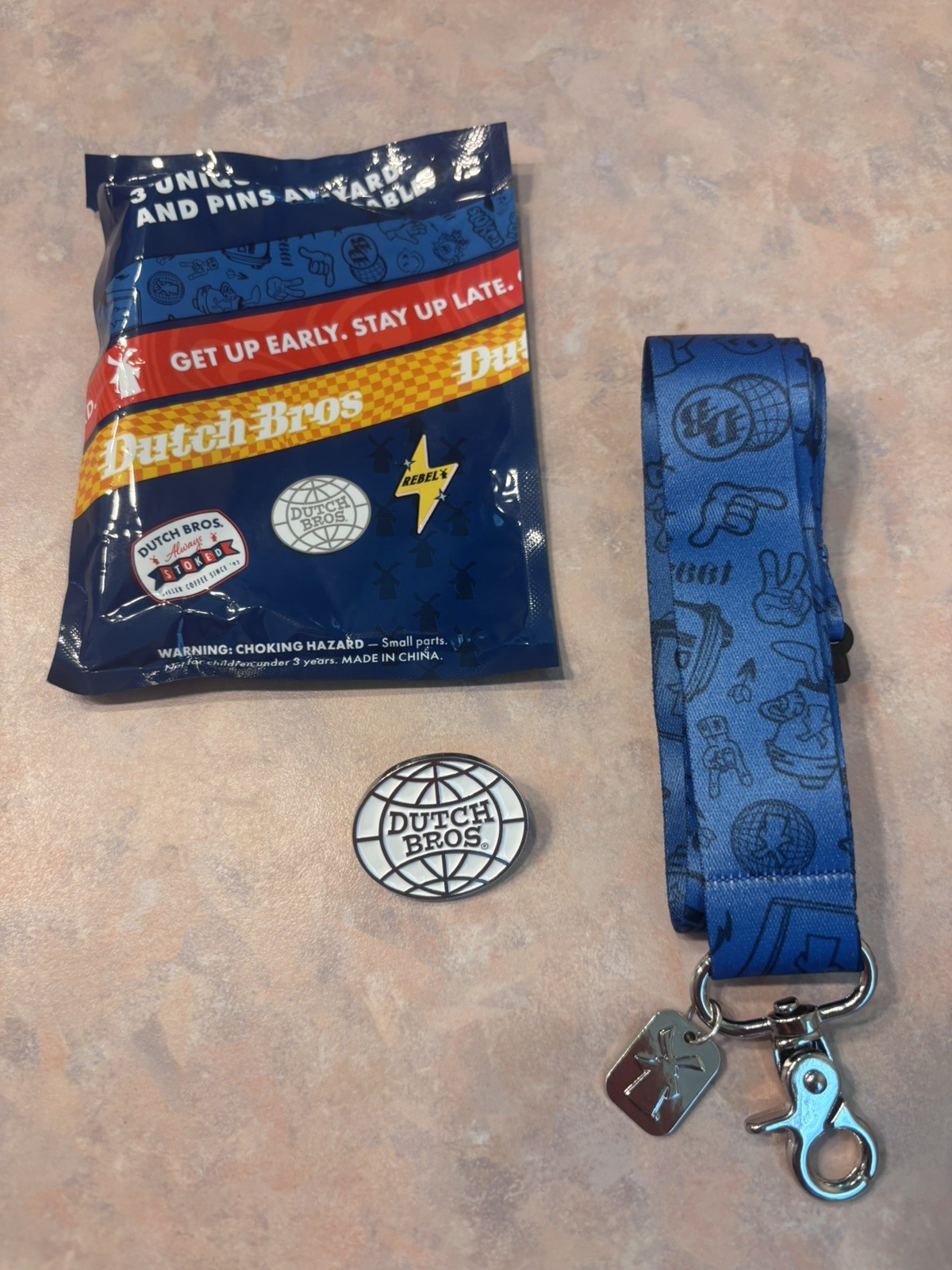 Dutch Bros June 25th 2026 Blue Lanyard & Dutch Bros Globe Pin New Opened Pack
