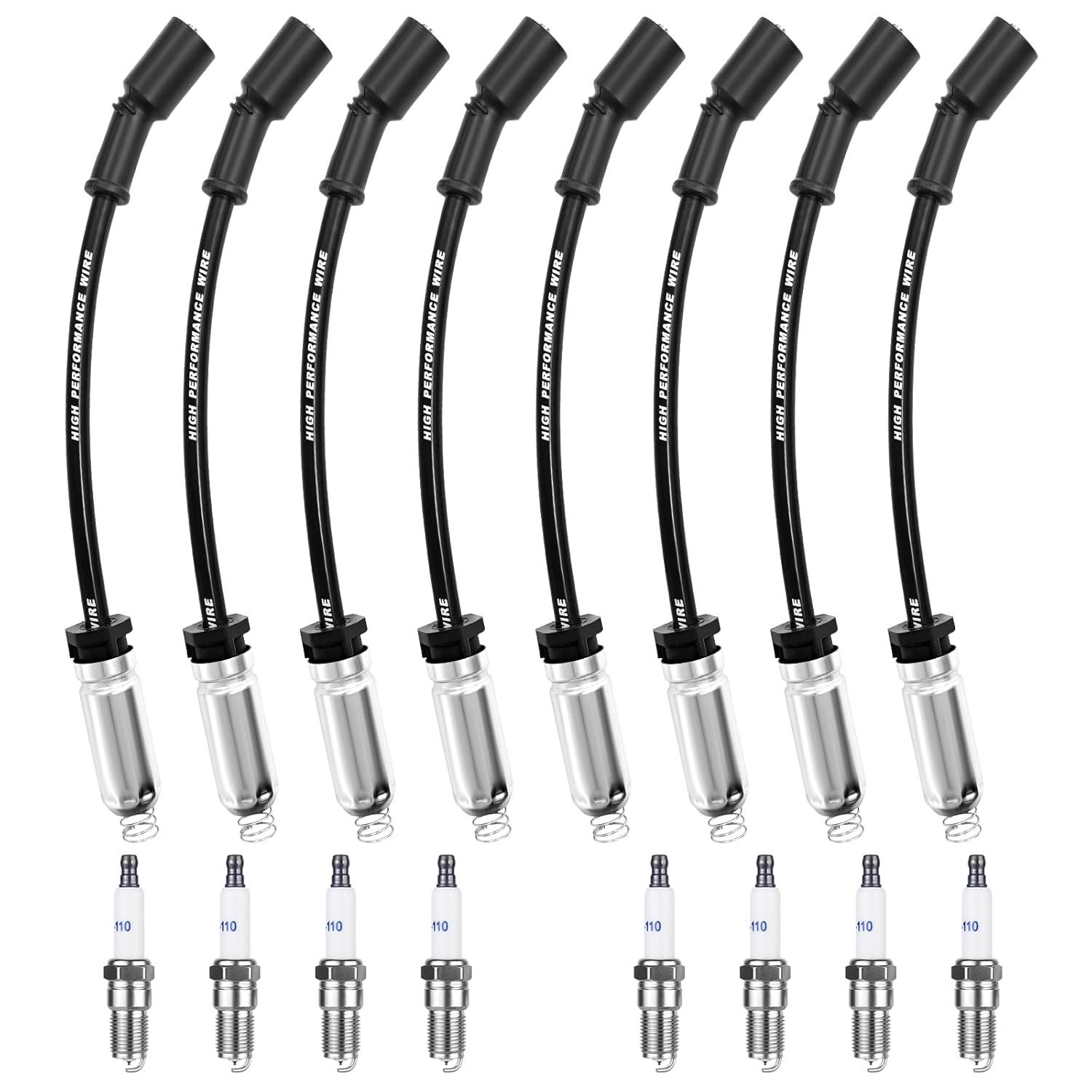 High Performance Spark Plugs and Wires Fit for 1999-2013 Chevy Silverado 1500 25