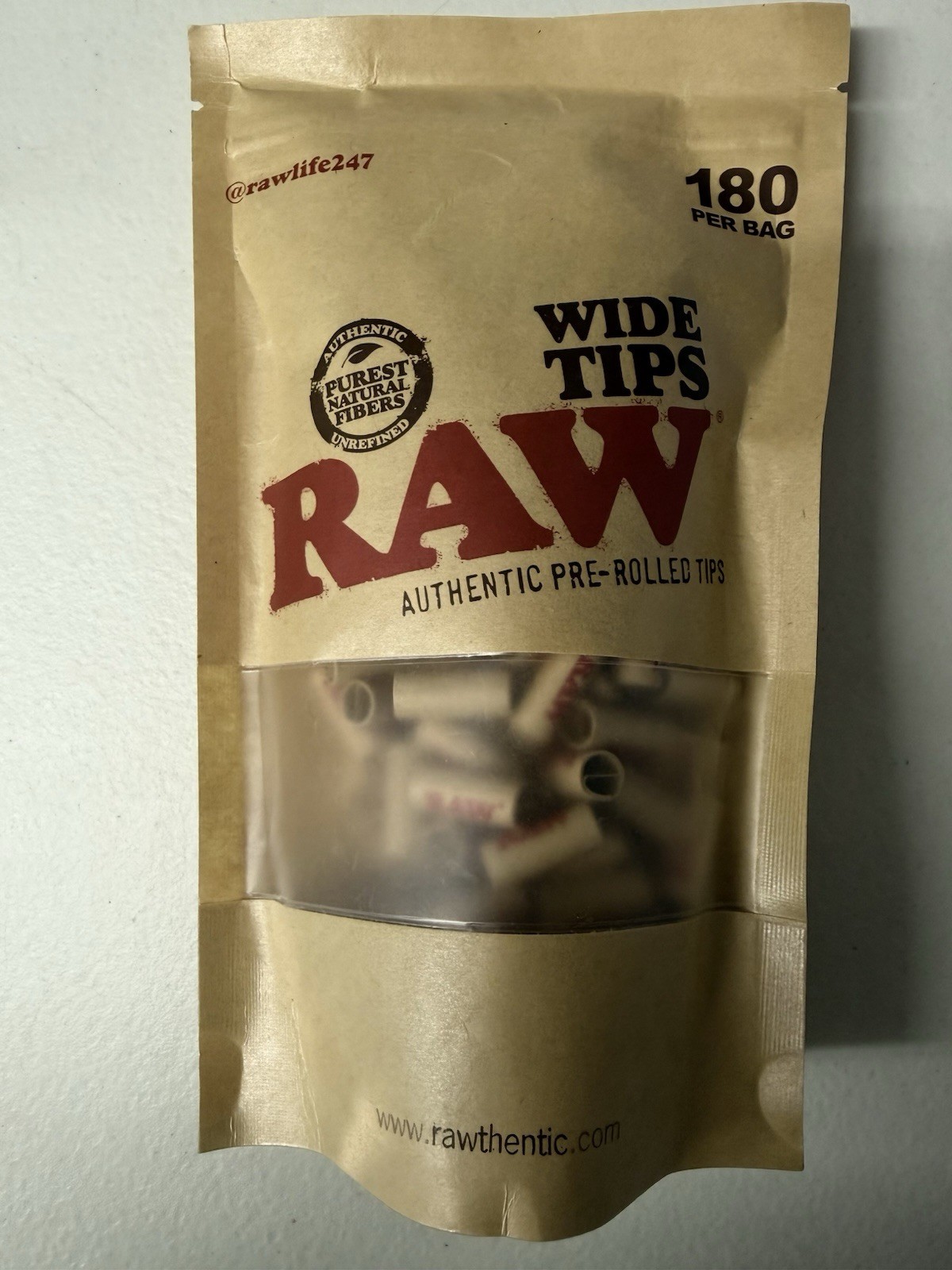 RAW Pre-Rolled WIDE Tips Filter Tips – 180 count Bag~Ready To Use & New