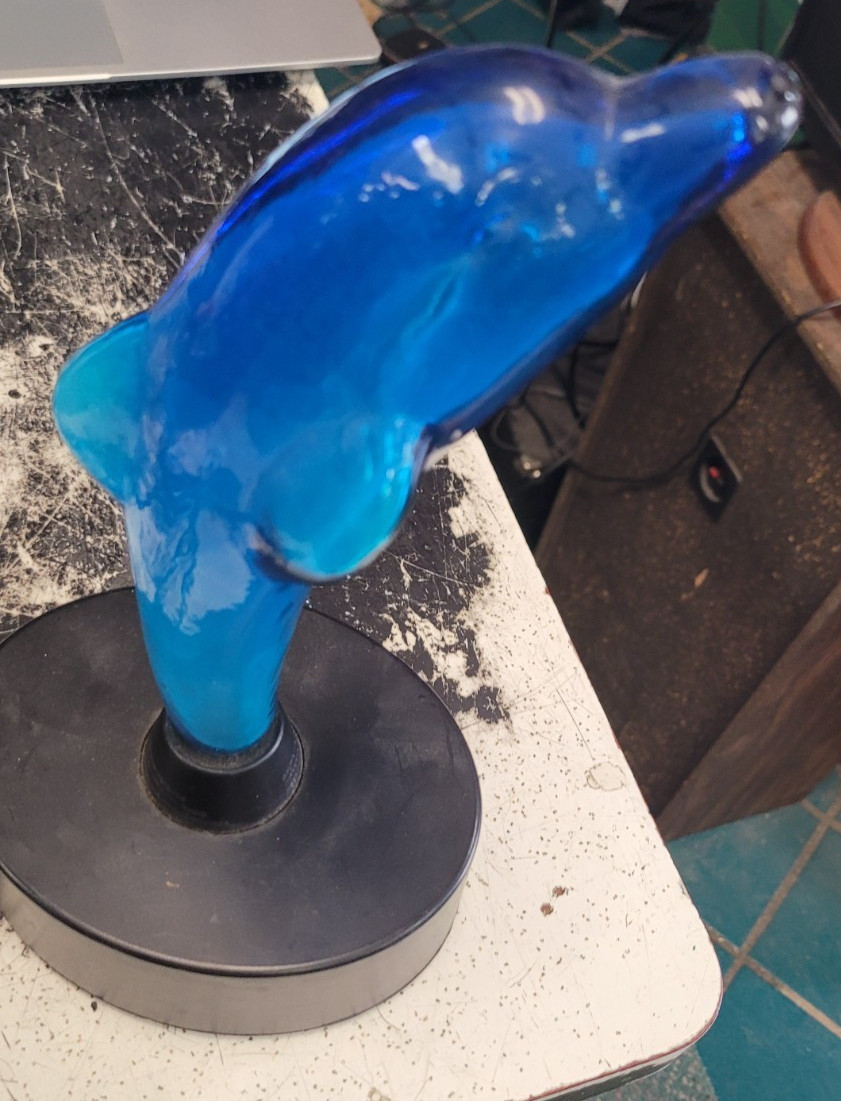 LumiSource Stained Blue Glass Dolphin Plasma Lamp Mini-Electra