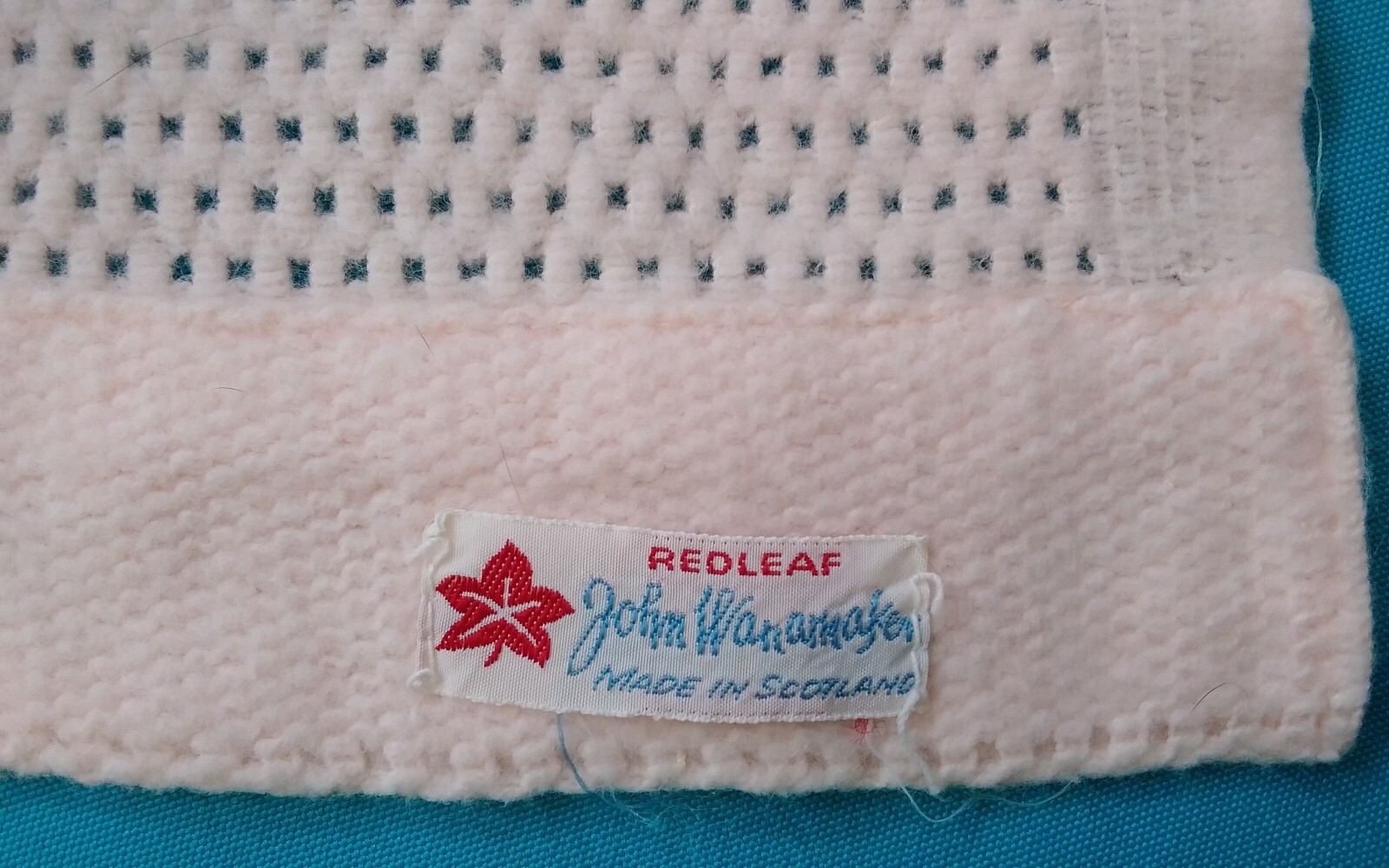 Baby Blanket Vintage Redleaf John Wanamaker Woven BABY Bear w/cubs Pink Scotland