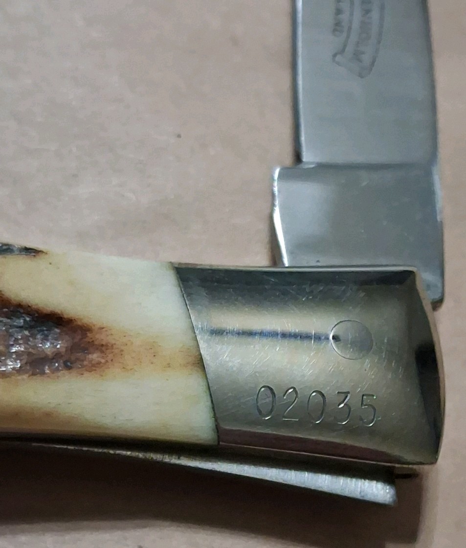 Vintage Schrade IXL, Bone Lockback with Sheath, Unused, Stag Knife, Schrade Stag