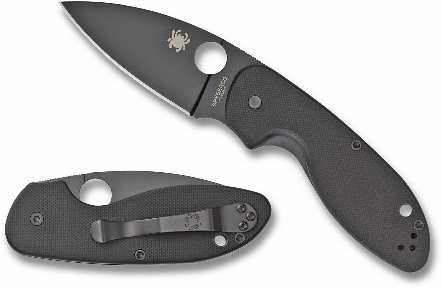 Spyderco Knife Efficient Black G10 Black Blade 8Cr13MoV C216GPBBK