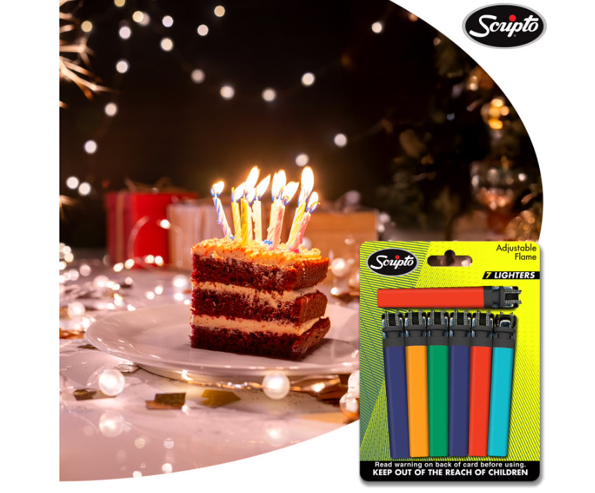 Scripto Lighter Views Lighters View Spark Adjustable Flame 7 Pack Disposable New