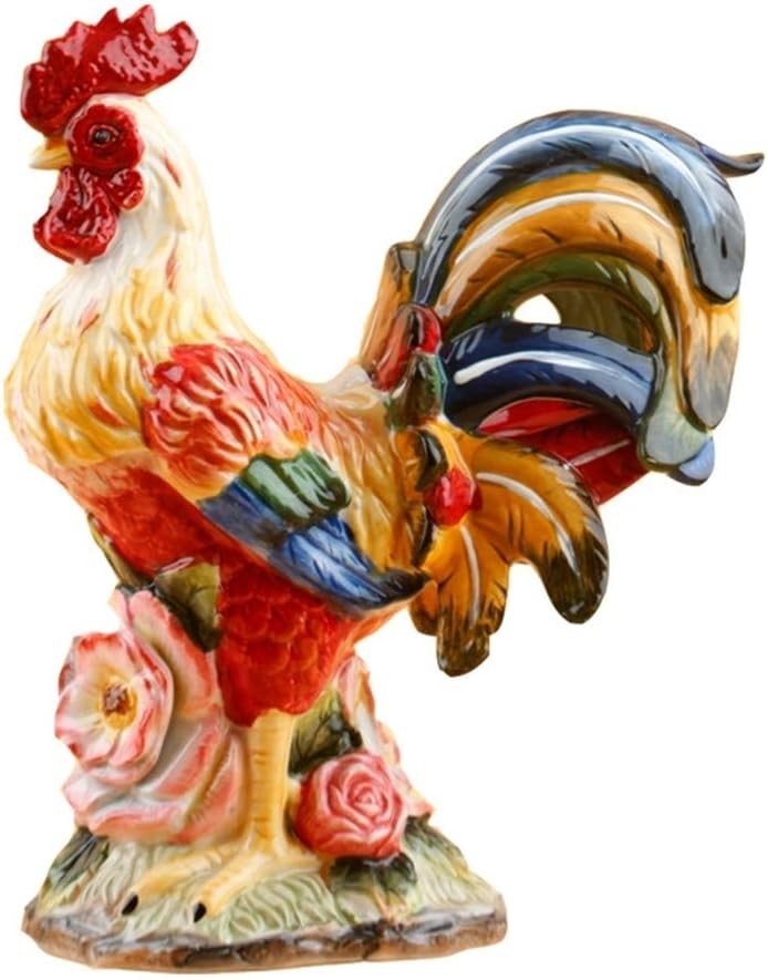 Hand-Painted Ceramic Rooster Collectible – Large Statue
