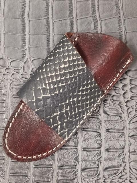 Multicolor Dark Brown Cross-Draw Belt Loop Leather Scaled Fix Blade Knife Sheath