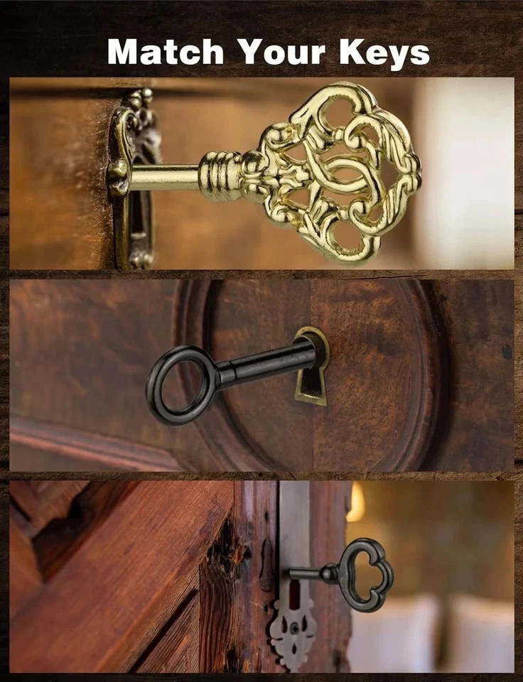 12pcs Skeleton Key Set | Universal Hollow Barrel Keys for Antique Cabinet Door