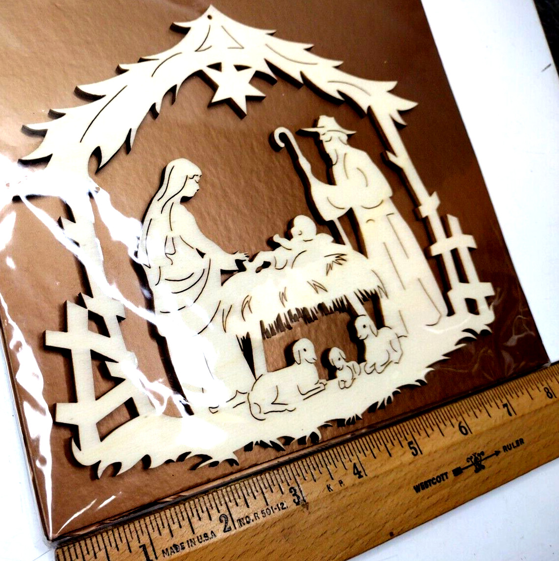 Germany Made Christmas Nativity Wooden Window Decoration Ornament Laser Cut