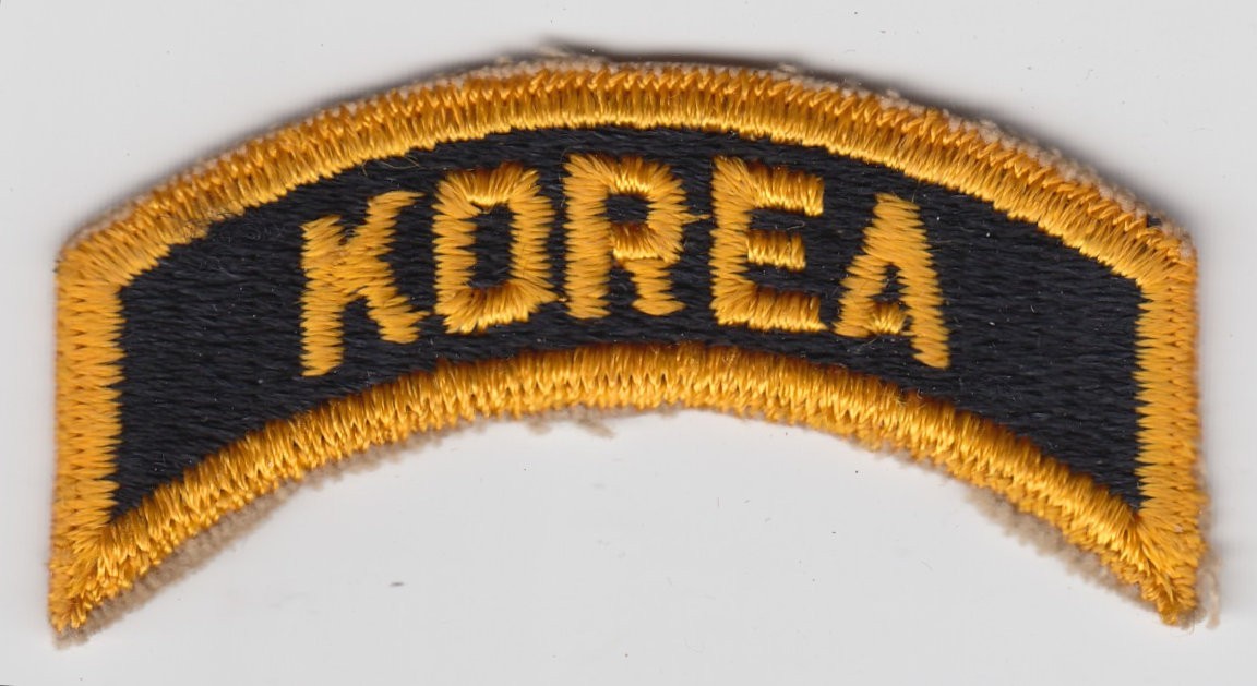 Vintage US Army Korea Shoulder Scroll Patch Insignia Military Tab Yellow Black