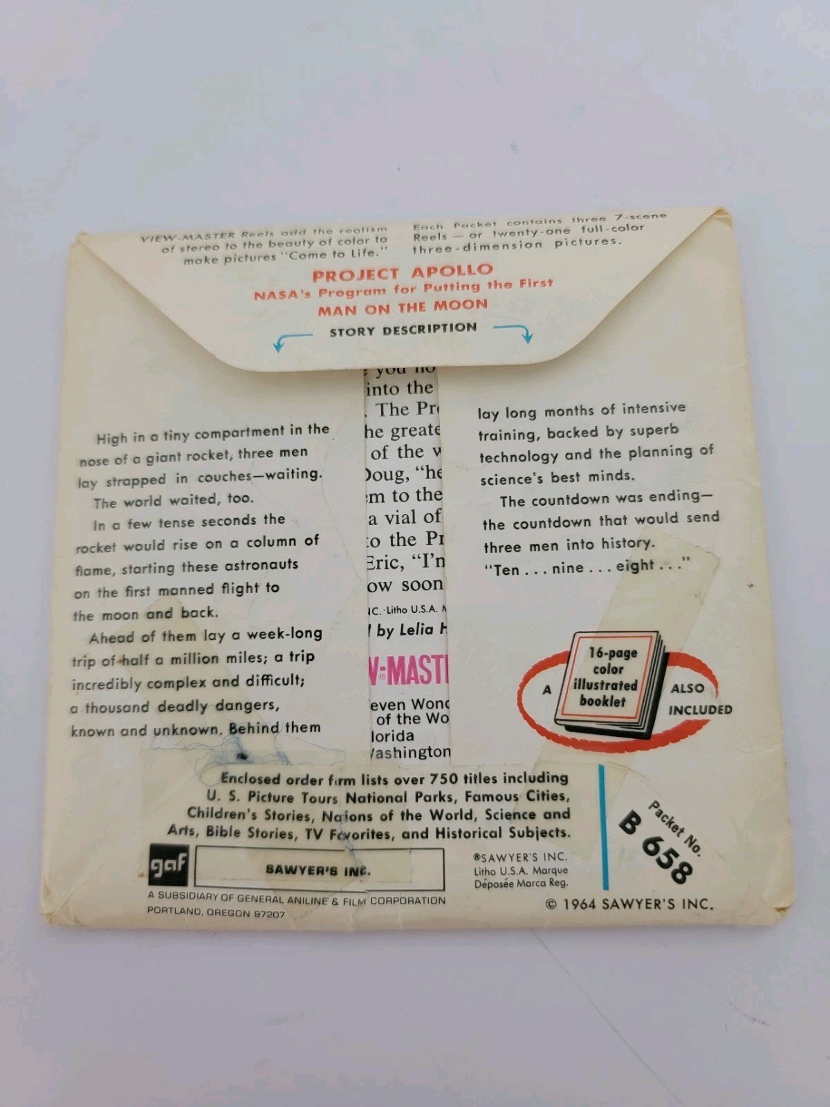 GAF View-Master Project Apollo Man on the Moon 3 reel packet B 658