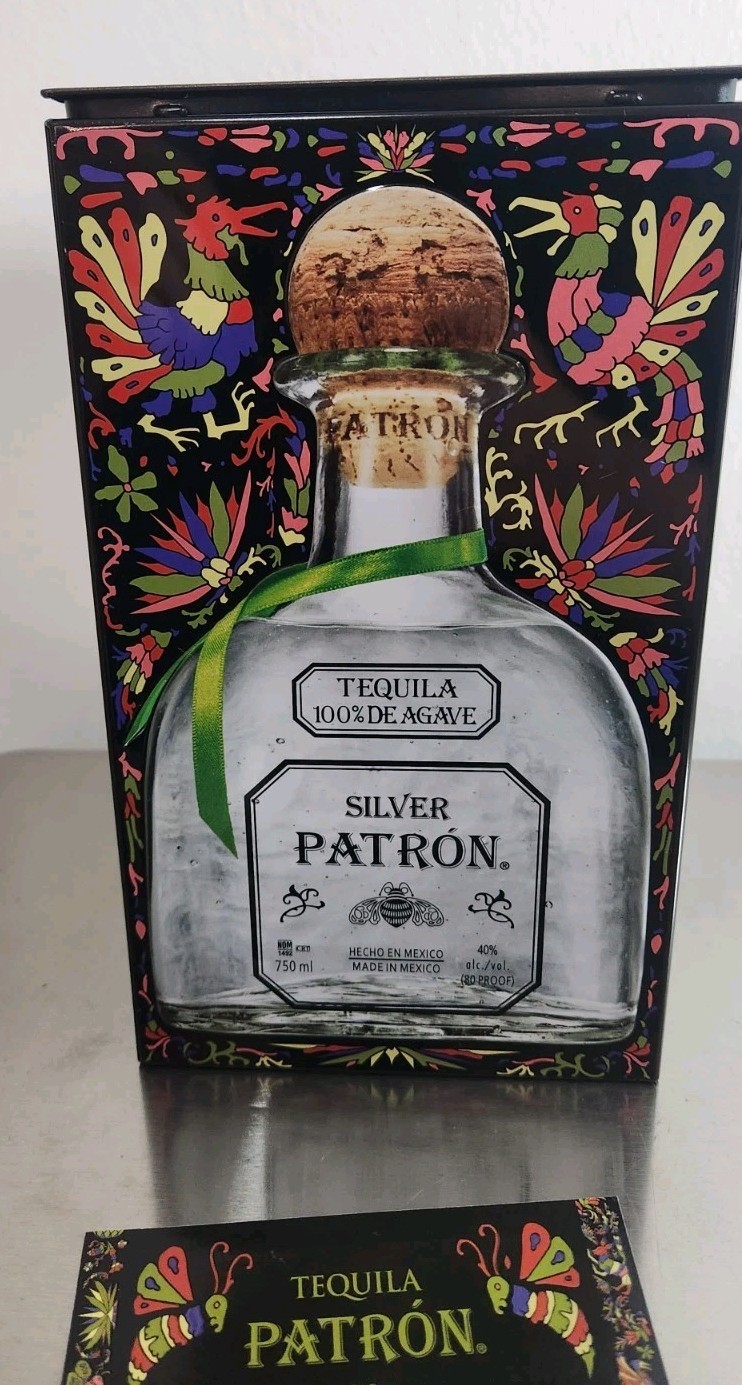 Patron Silver Limited Edition Metal Tin Empty Bottle Display Box w/ Insert Card